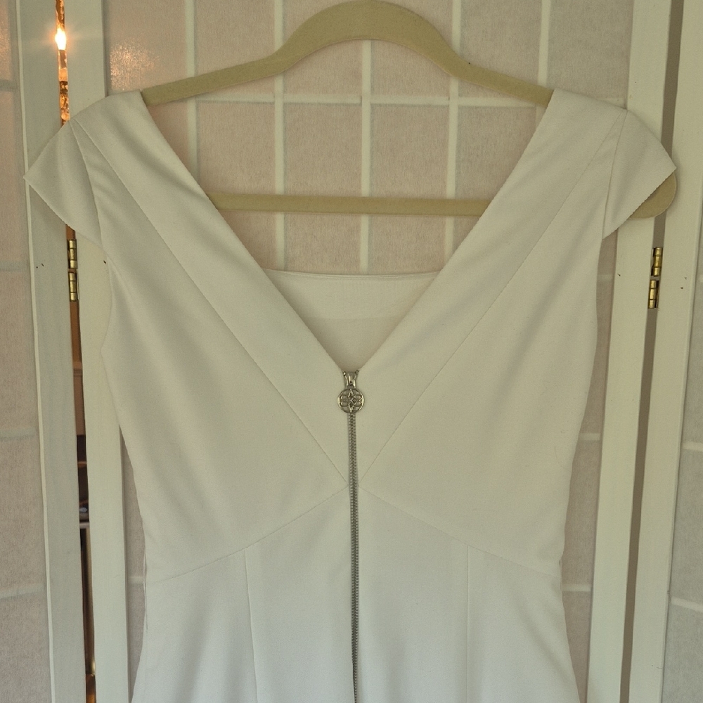 ANTONIO MELANI White Cap Sleeve Midi Dress